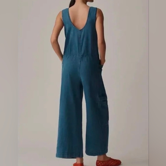Pilcro Anthropologie Denim Zip Front Wide Leg Overalls Jumpsuit - Picture 2 of 7
